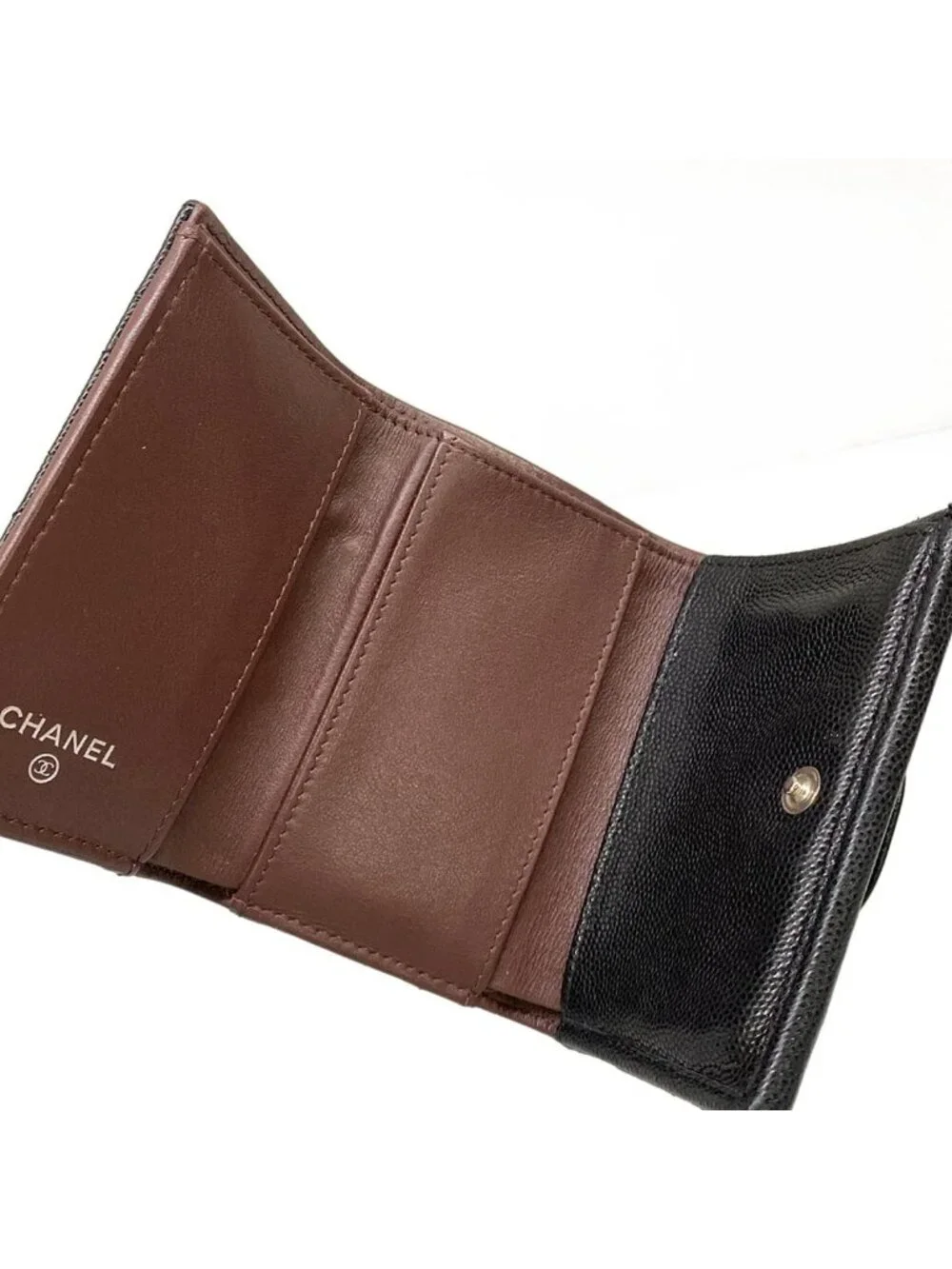 Chanel Trifold Wallet Classic Small Flap Quilted Black Silver
